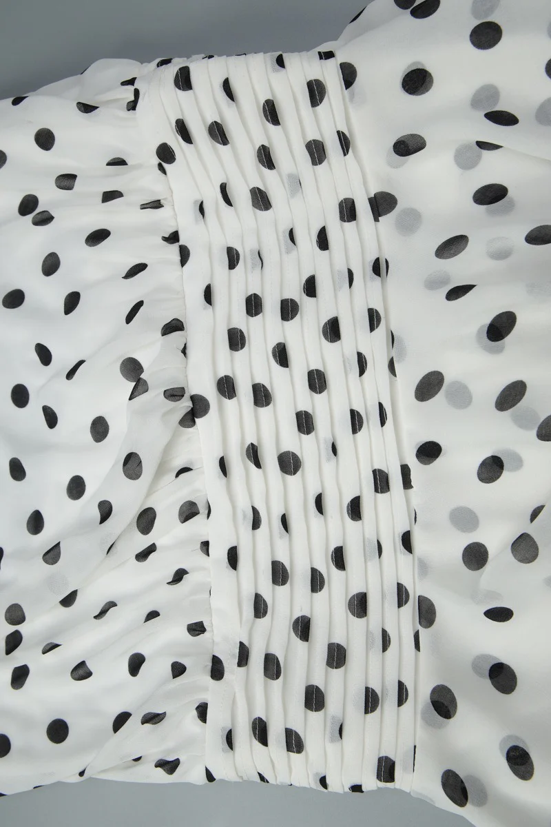 White Polka Dot Halter Backless A Line Mini Dress - Image 8
