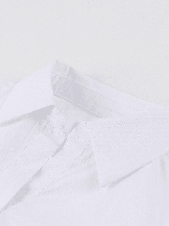 White Ruched Cropped Long Sleeve Blouse - Image 14