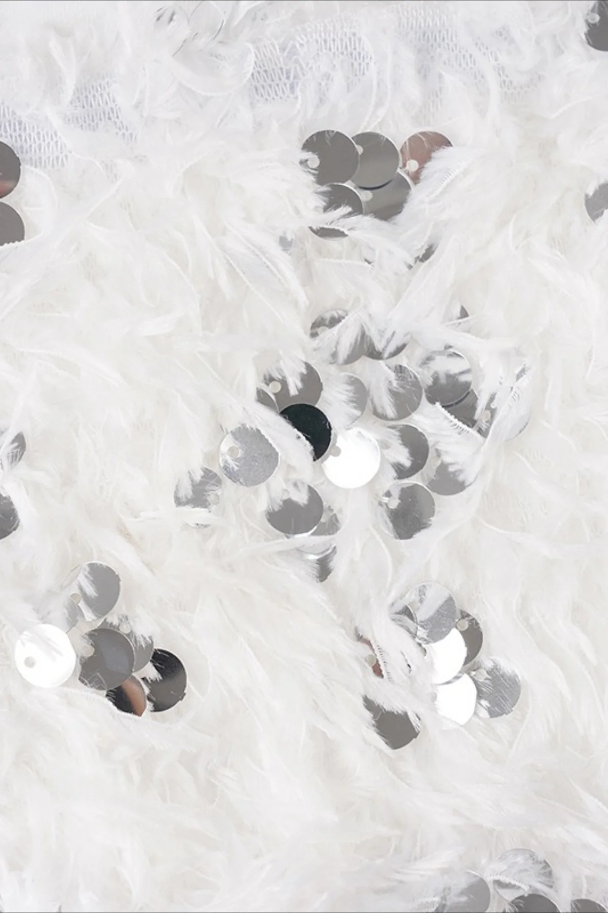 White Sequin Faux Fur Bustier Tube Top - Image 7