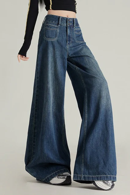 Wide Leg Flare High Waist Fleece Lined Jeans - Image 10