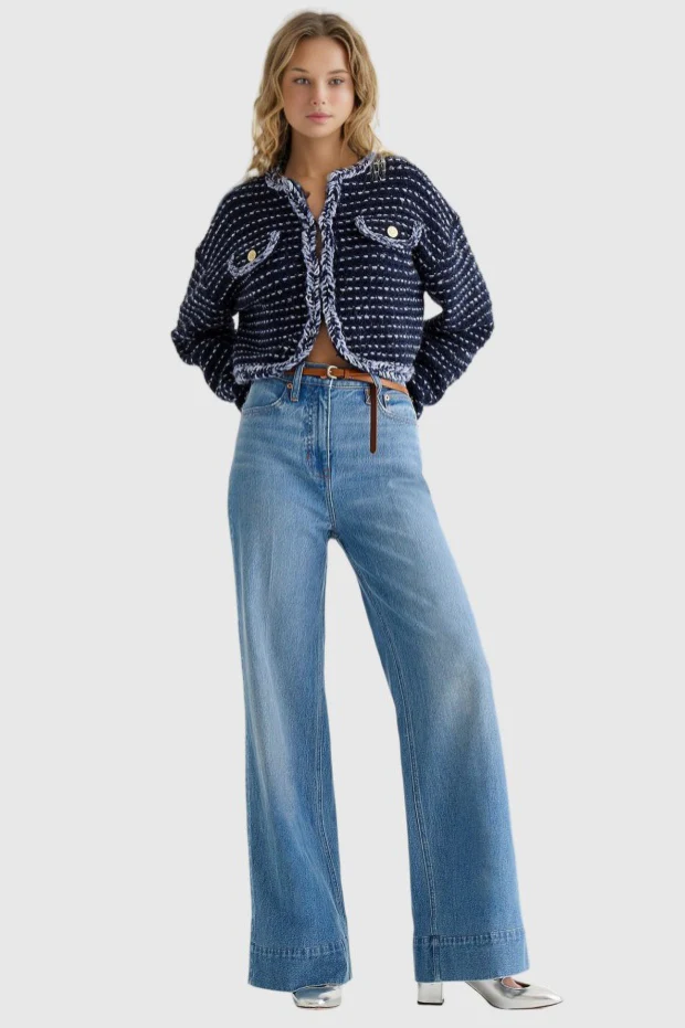 Wide Leg Stretch High Waist Relaxed Jeans - Image 10