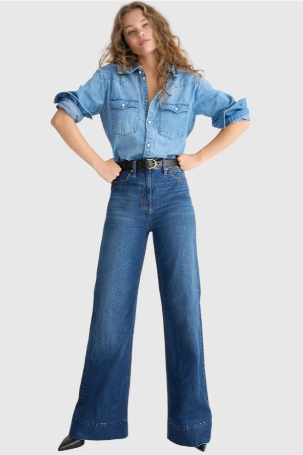 Wide Leg Stretch High Waist Relaxed Jeans - Image 4
