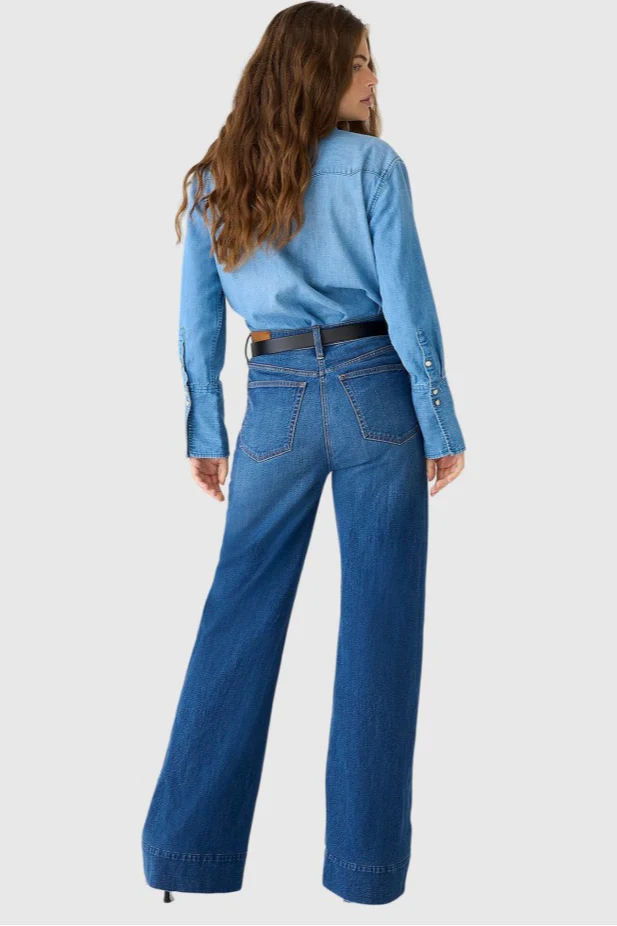 Wide Leg Stretch High Waist Relaxed Jeans - Image 5