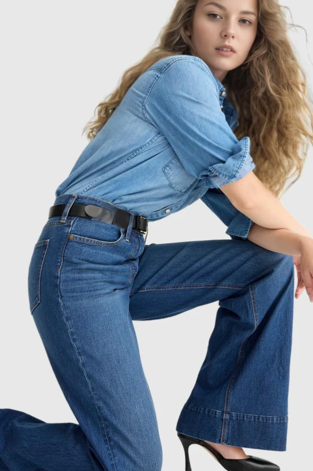 Wide Leg Stretch High Waist Relaxed Jeans - Image 6