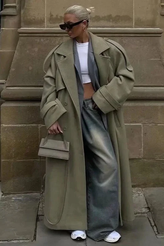 Wide Notch Lapel Single Breasted Overcoat
