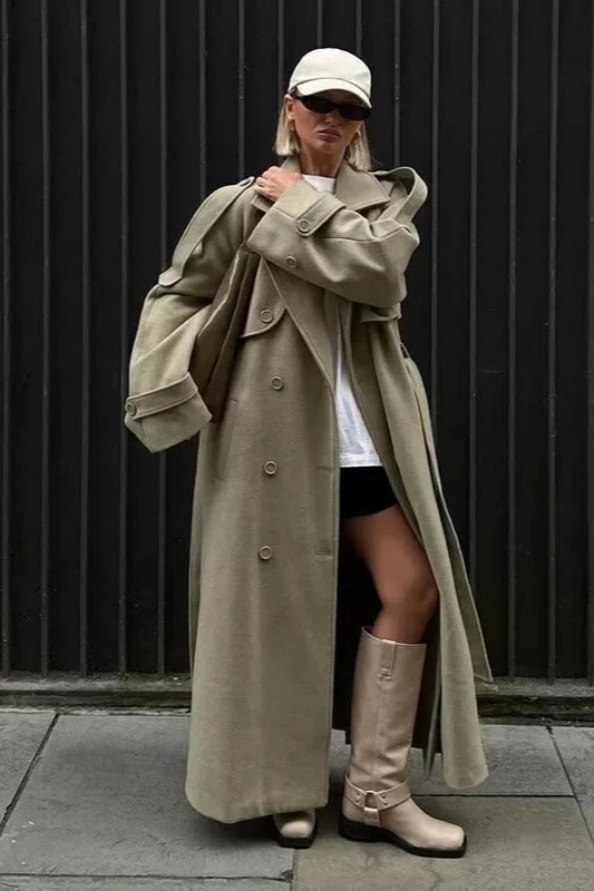 Wide Notch Lapel Single Breasted Overcoat - Image 6
