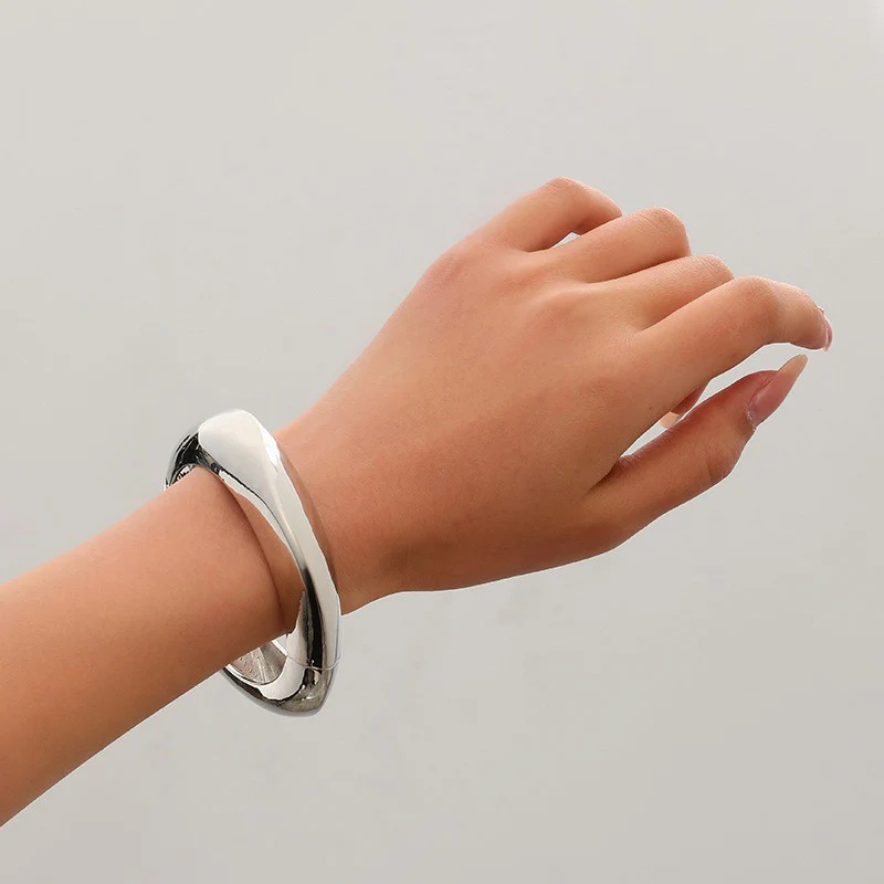 Wide Openwork Coil Metal Cuff Bracelet - Image 10