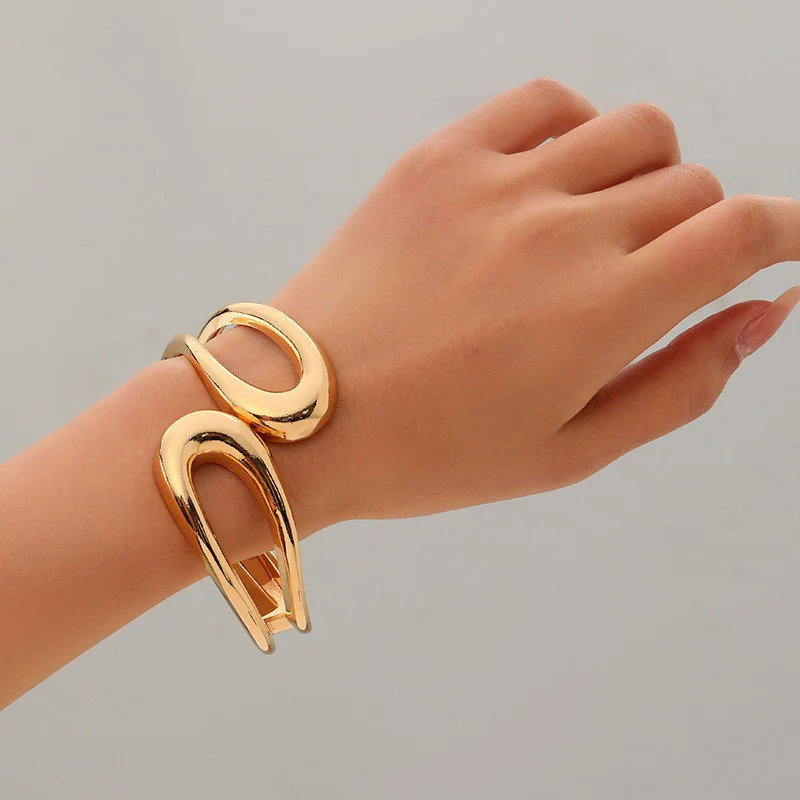 Wide Openwork Coil Metal Cuff Bracelet - Image 12