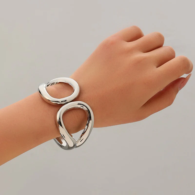 Wide Openwork Coil Metal Cuff Bracelet - Image 16