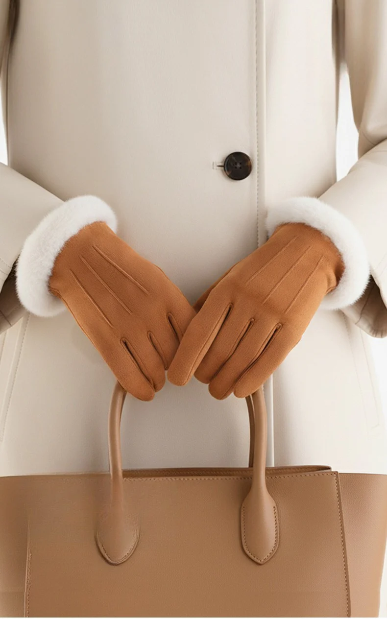 Windproof Fleece Lined Suede Touchscreen Gloves - Image 2