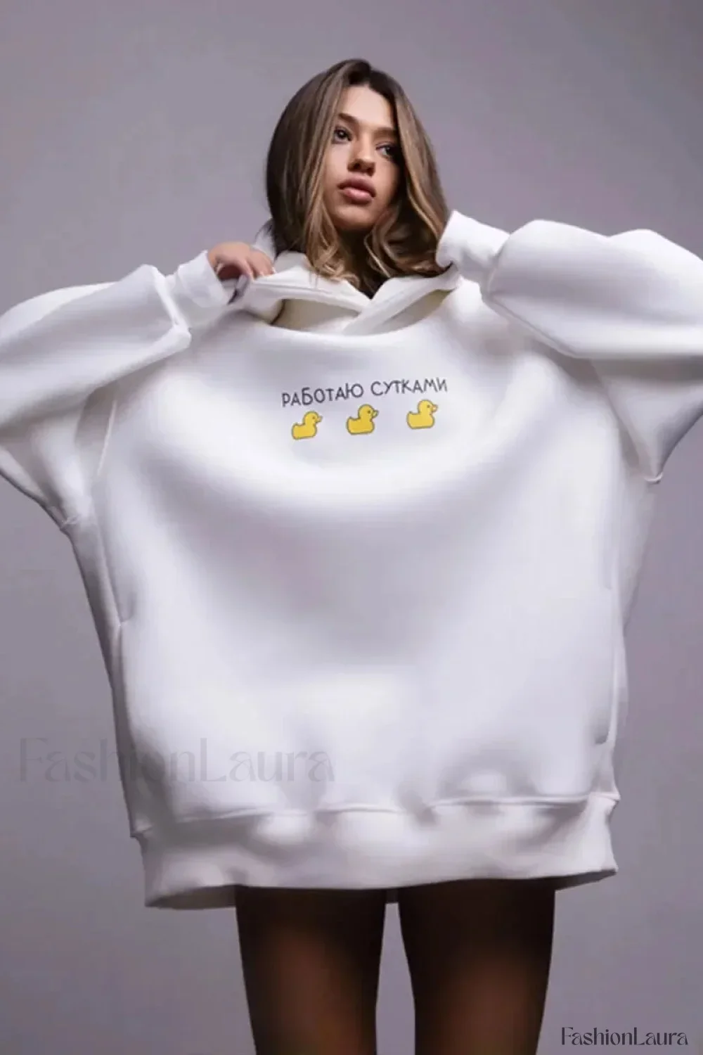 Women’s Casual Loose Fit Duck Print Hoodie - Image 26