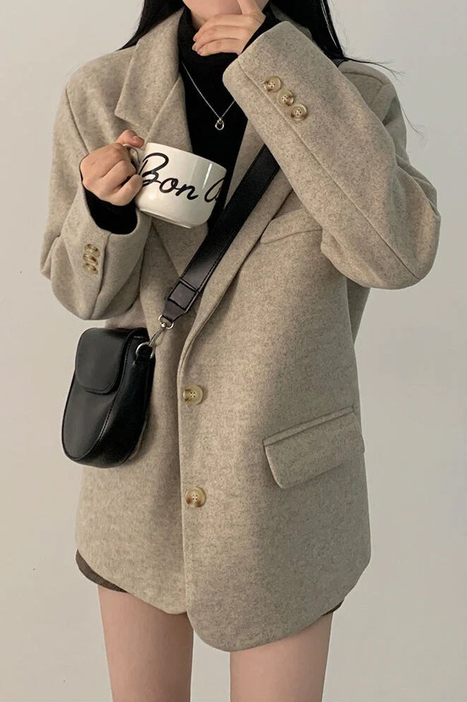 Wool Blend Oversized Longline Blazer - Image 7