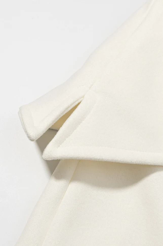 Wool Blend Wide Lapel Belted Overcoat - Image 5