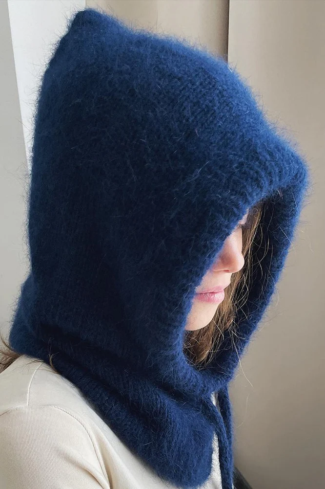 Wool Knit Balaclava Hooded Scarf Hat - Image 4