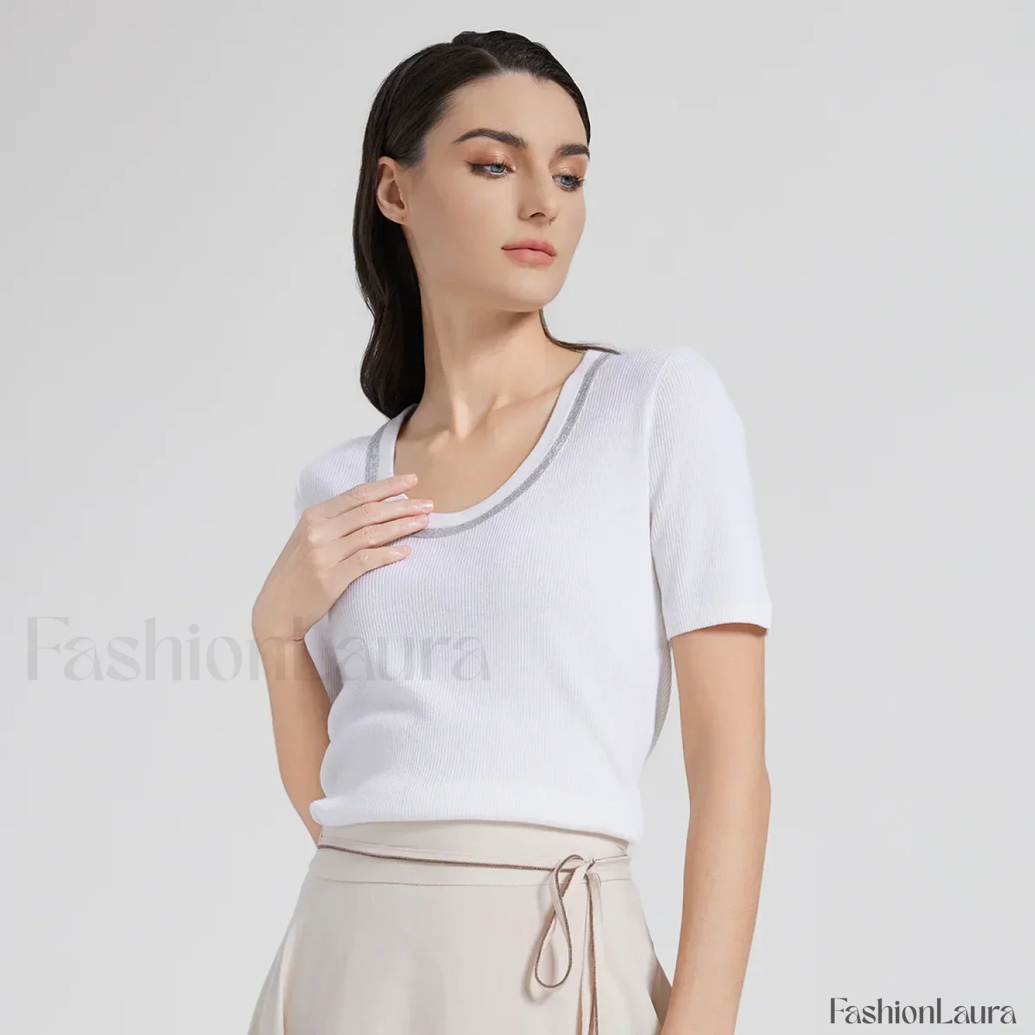 Wool Silk Vest Summer Casual T-Shirt - Image 14