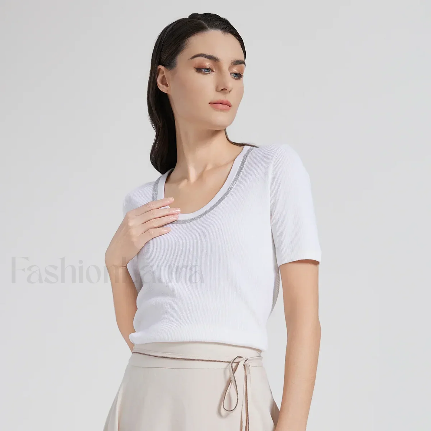 Wool Silk Vest Summer Casual T-Shirt - Image 9