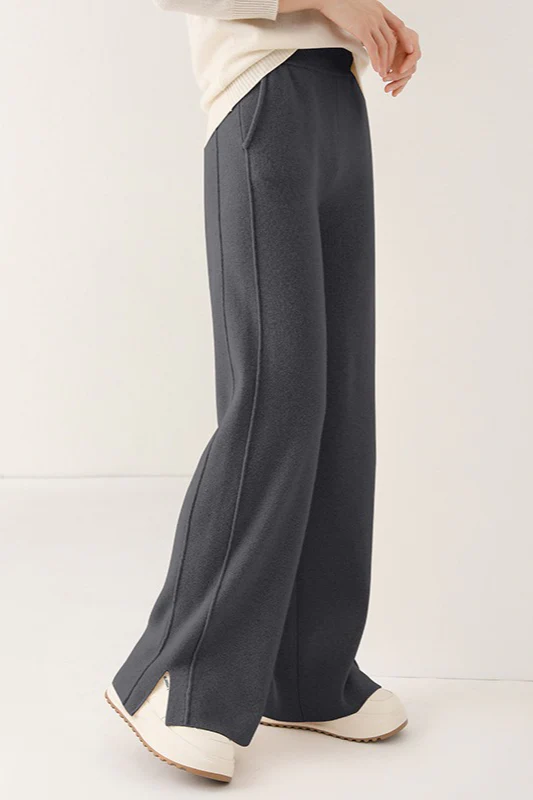 Wool Soft Straight Split Knit Pants - Image 18