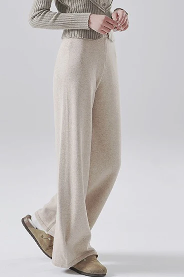 Solid Wool Straight Leg Knit Pants - Image 6