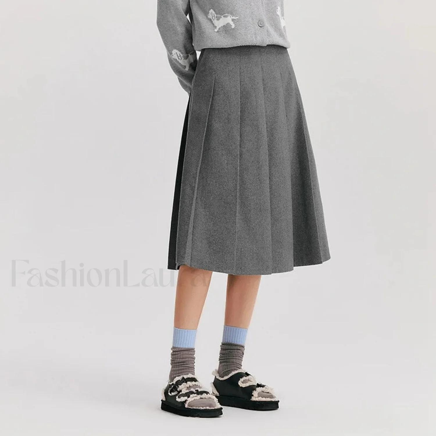 Woolen A-line Versatile Skirt - Image 2