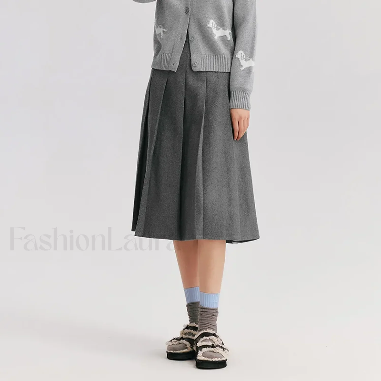 Woolen A-line Versatile Skirt - Image 4