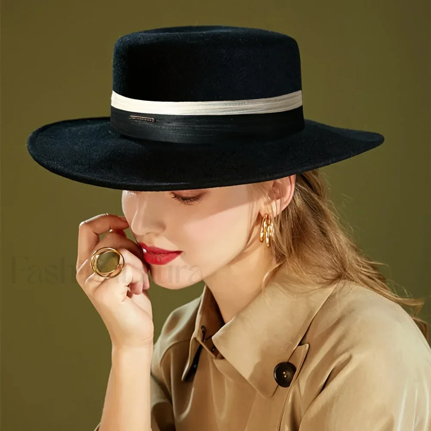 Woolen Top French Ladies Retro Big Brimmed English Style Hat - Image 14