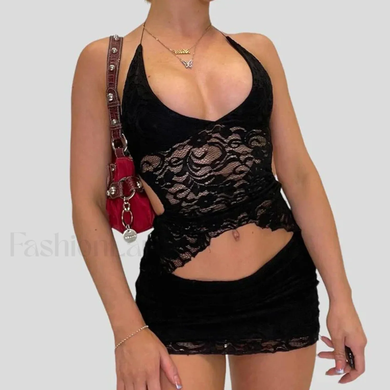 Wrap Halter Pencil Skirt Two Piece Set - Image 3