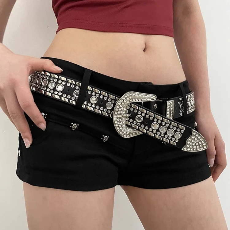 Y2K Chic Rhinestone Wide Waist Belt - Image 2