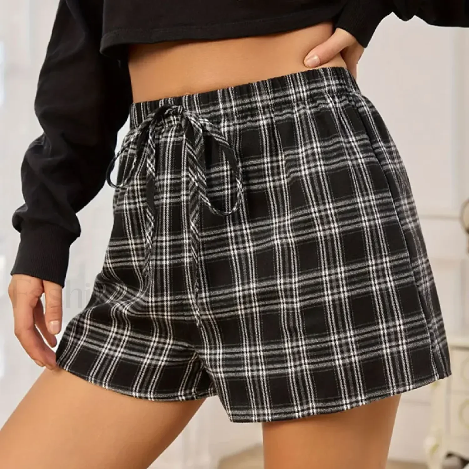 Y2K Cotton Cute Plaid Pajamas Elastic Waist Boxers Short - Image 12