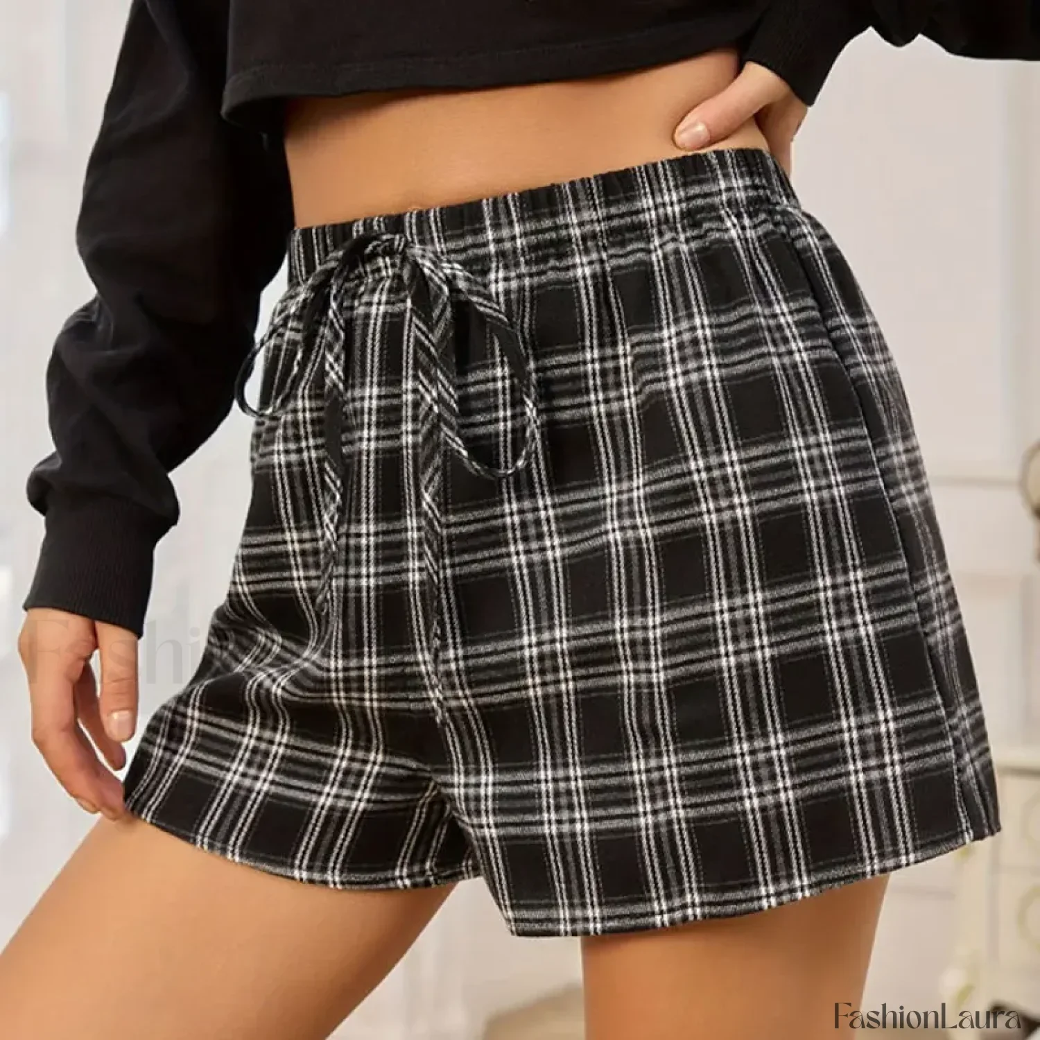 Y2K Cotton Cute Plaid Pajamas Elastic Waist Boxers Short - Image 18