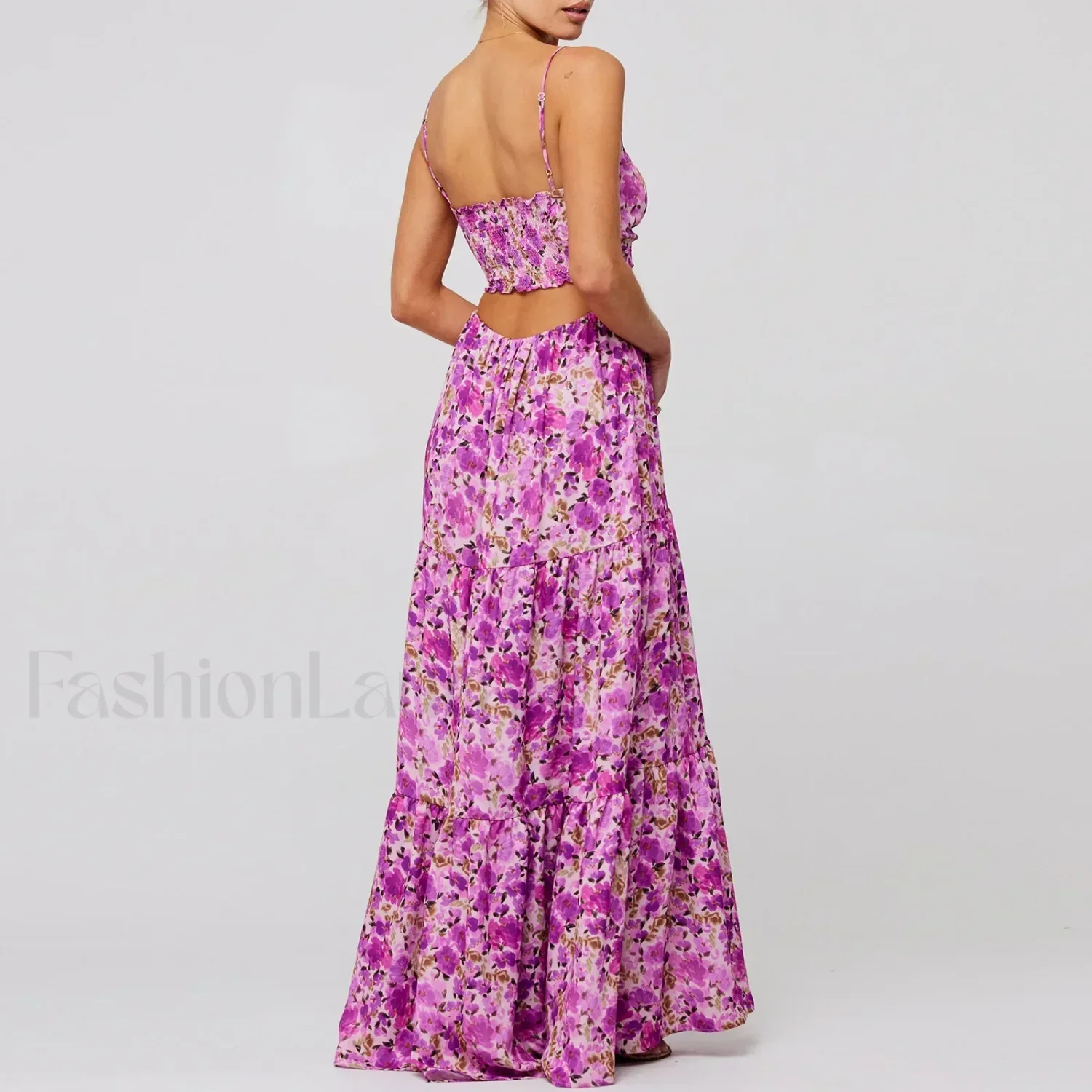 Y2K Floral Bodycon Spaghetti Maxi Dress - Image 6
