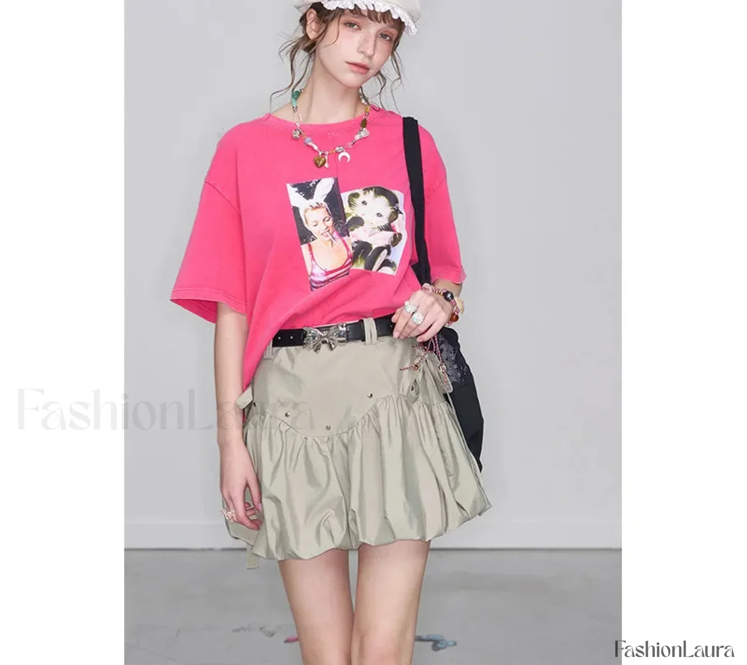 Y2K Gray Pleated Bowknot Skirt - Image 10