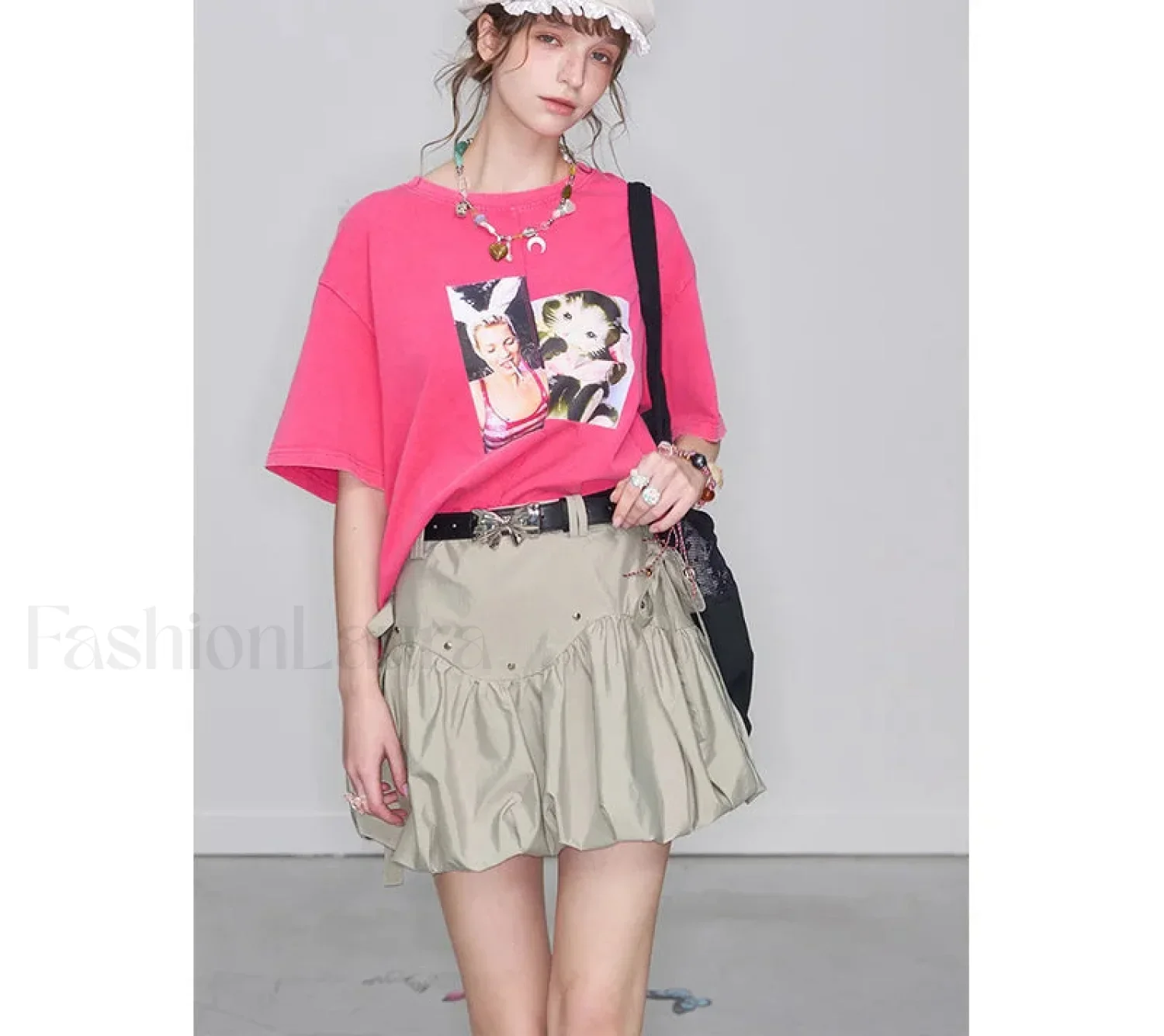 Y2K Gray Pleated Bowknot Skirt - Image 6