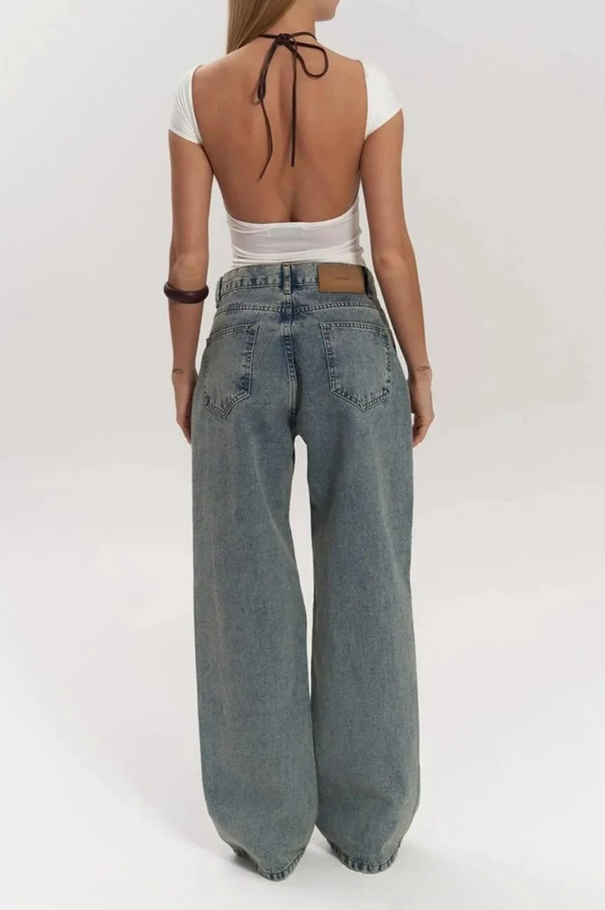 Y2K Mesh See Through Relaxed Straight Jeans - Image 3