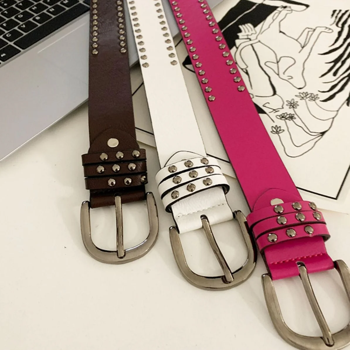 Y2K Punk Studded Wide Leather Belt - Image 10