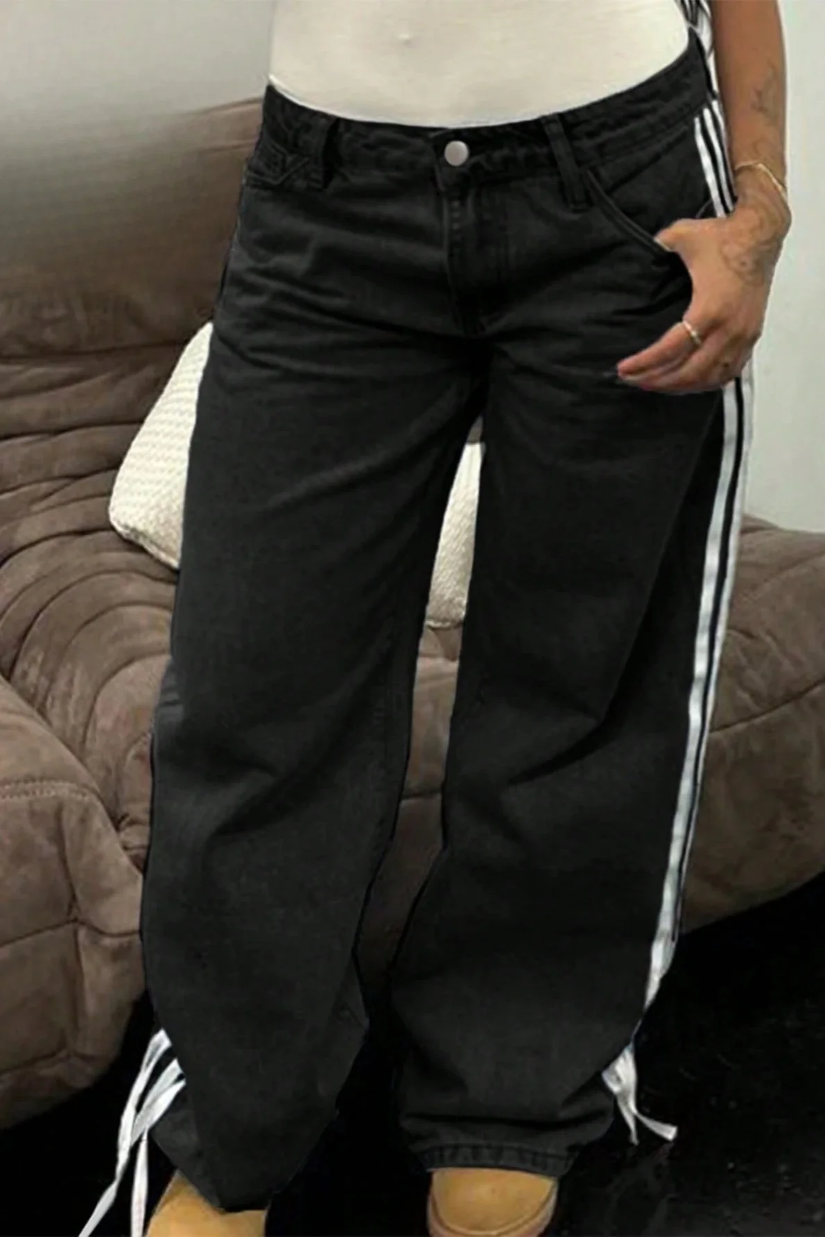 Y2K Side Bow Ribbon Straight Leg Street Style Jeans - Image 5