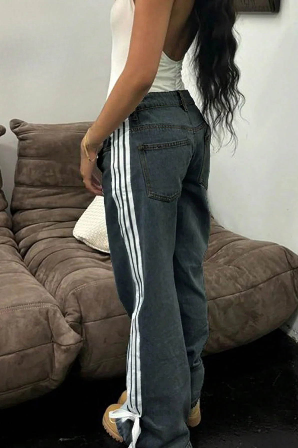 Y2K Side Bow Ribbon Straight Leg Street Style Jeans - Image 8