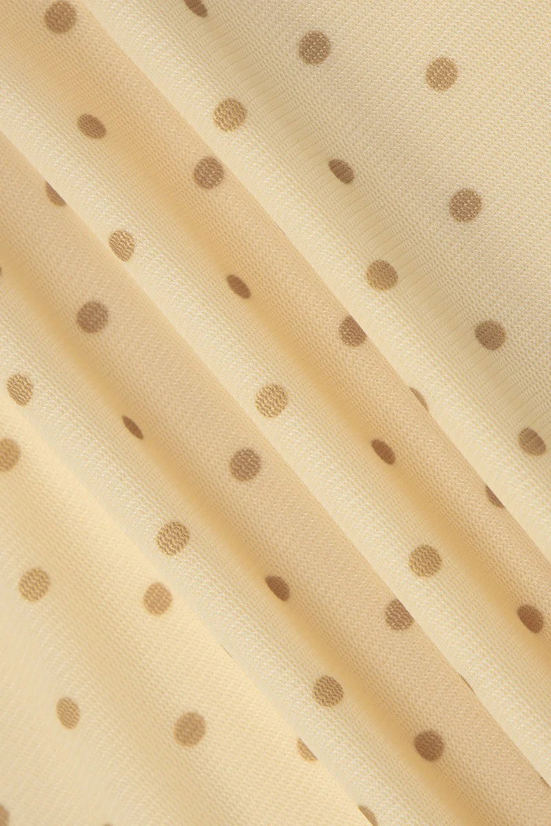 Yellow Polka Dot Draped Neck Asymmetrical Skirt Set - Image 7