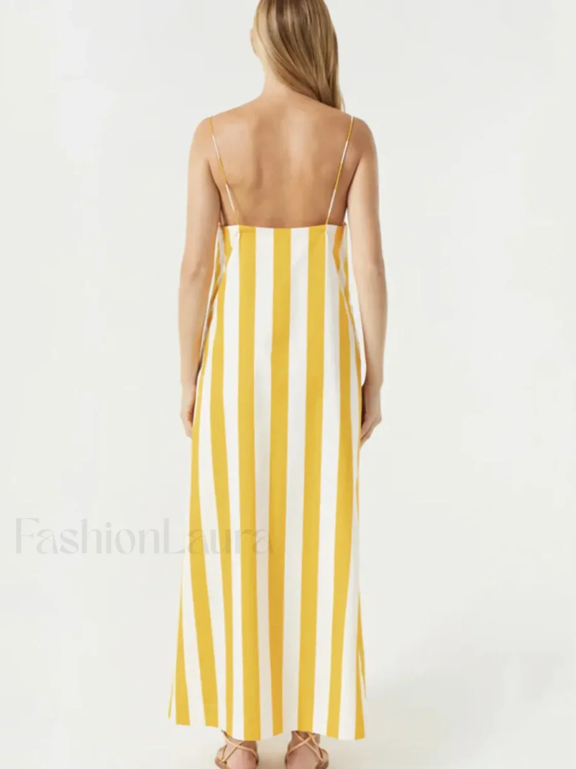 Yellow Striped Pocket Maxi Dress - Image 2