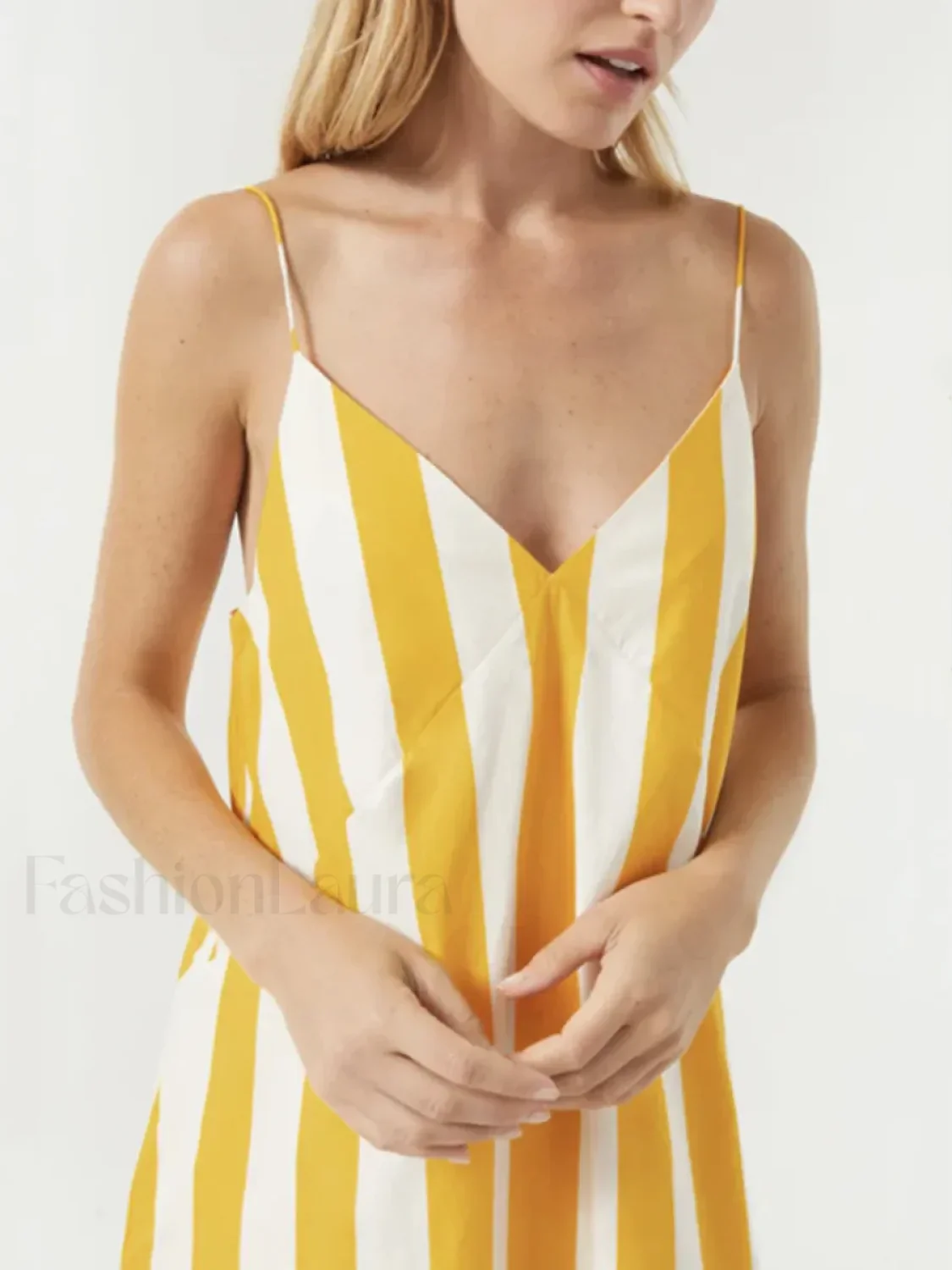 Yellow Striped Pocket Maxi Dress - Image 4