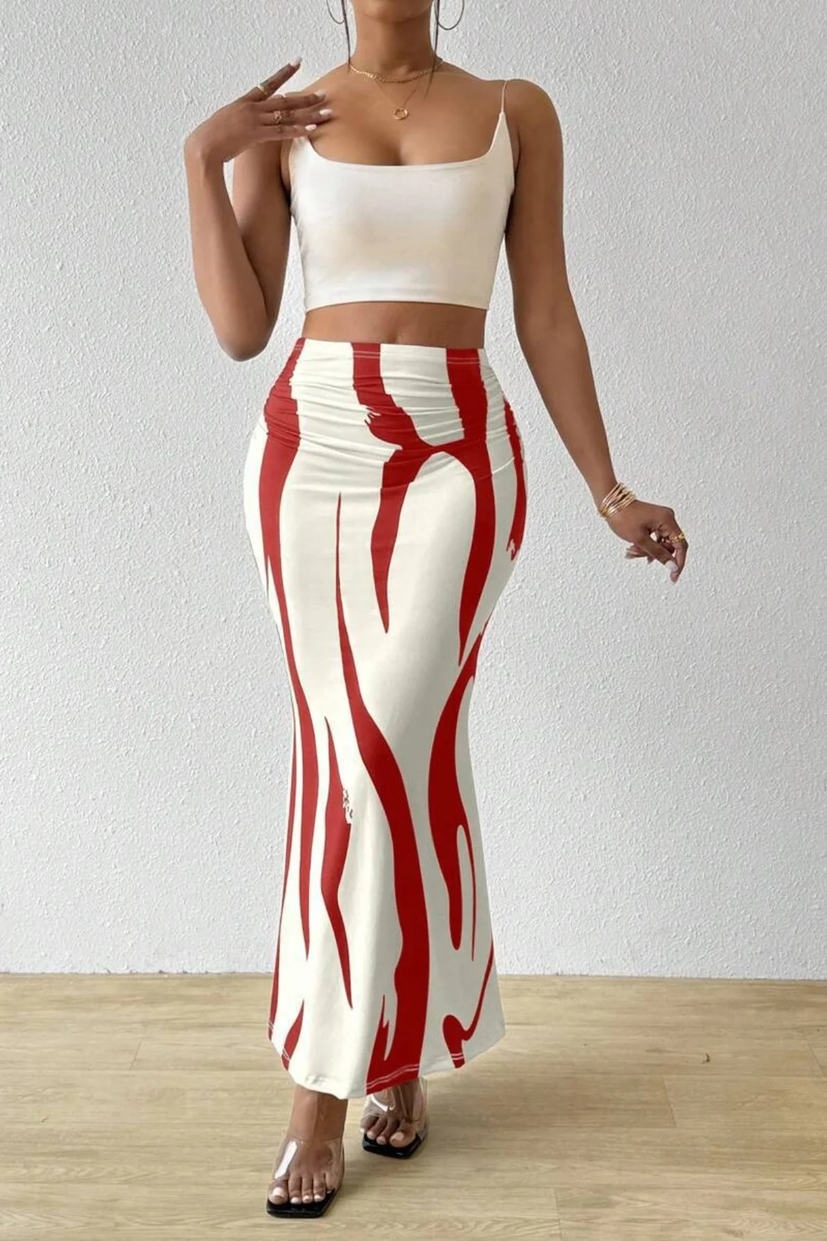 Zebra Print High Waist Bodycon Mermaid Maxi Skirt - Image 6