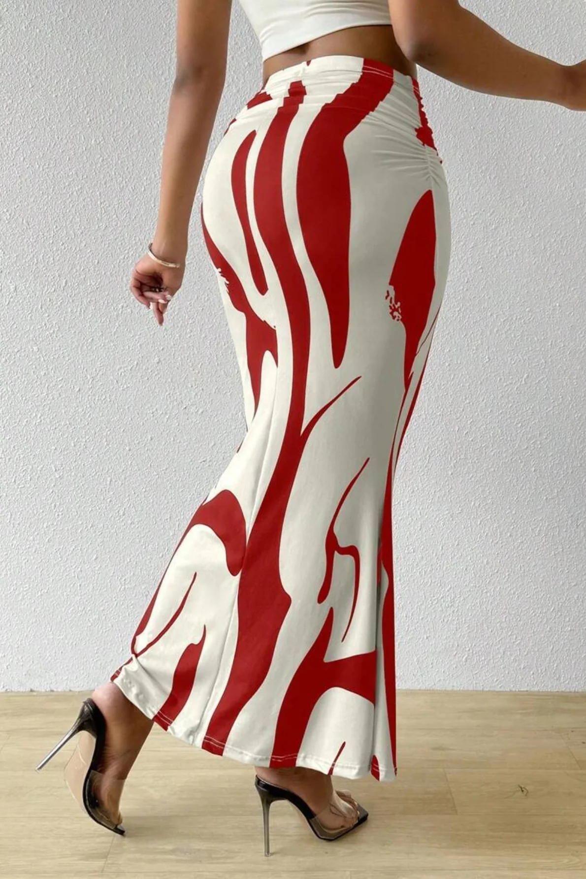 Zebra Print High Waist Bodycon Mermaid Maxi Skirt - Image 7