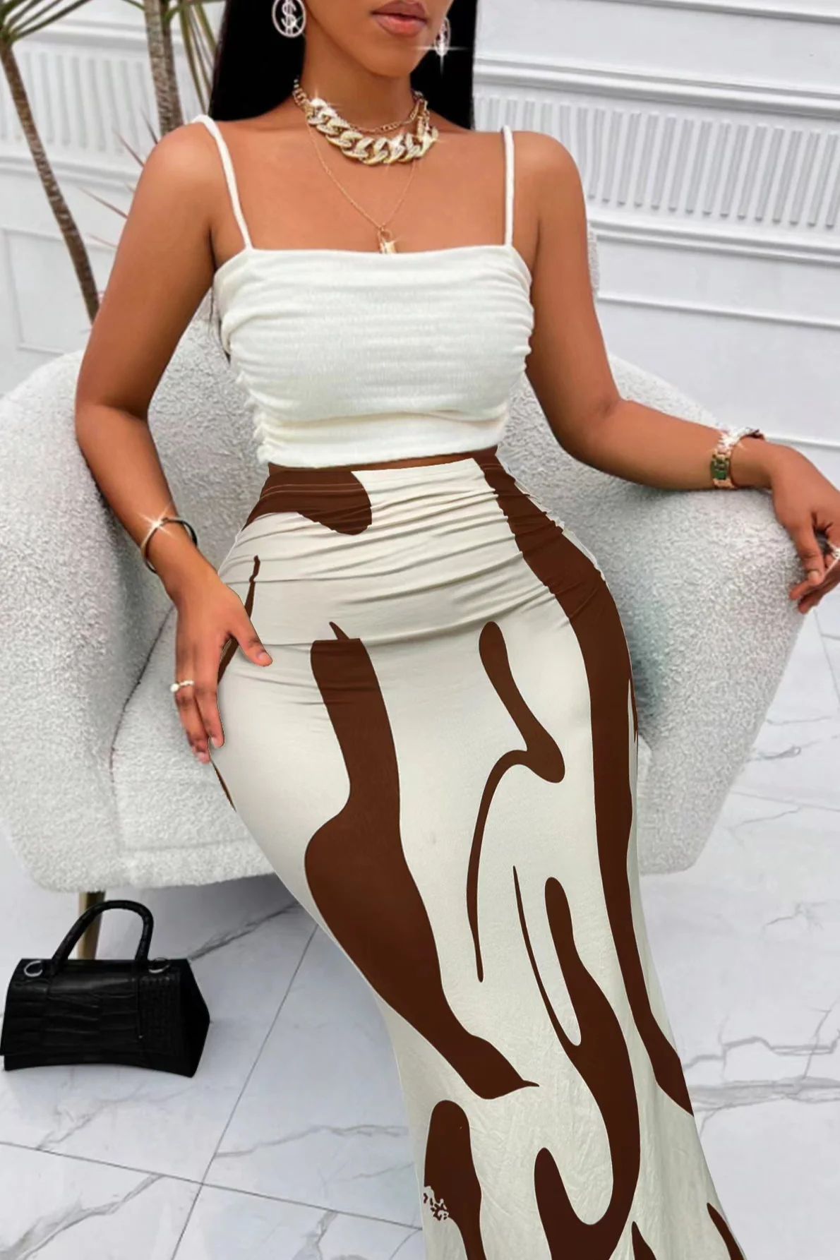 Zebra Print High Waist Bodycon Mermaid Maxi Skirt - Image 8